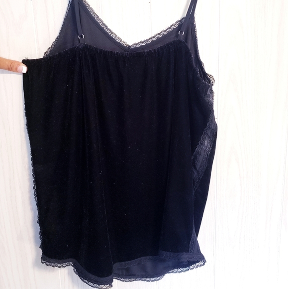 Black Velvet Tank Top Lace Trim Who What Wear L - Picture 3 of 8